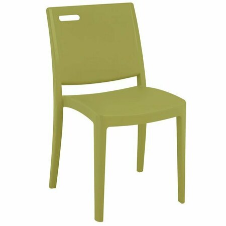 GROSFILLEX XA653282 / US653282 Metro Cactus Green Indoor / Outdoor Stacking Resin Chair - Pack of 4, 4PK 383653282PK